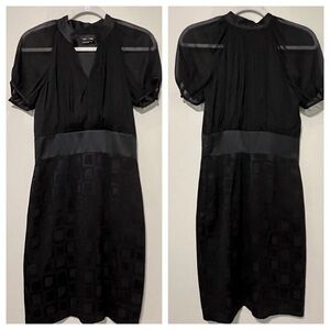 Max And Cleo Black Short Sleeve Sheer Top Geometric Bottom Cocktail Dress Size 4
